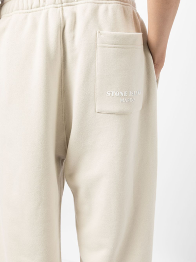 Shop Stone Island Logo-appliqué Cotton Track Pants In Nude