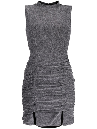 Shop In The Mood For Love Draped-design Sleeveless Dress In Silver