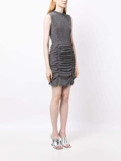 Shop In The Mood For Love Draped-design Sleeveless Dress In Silver