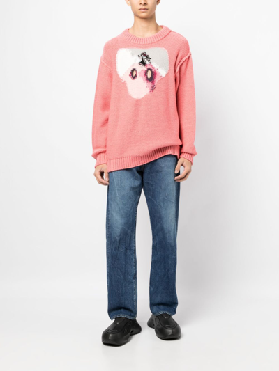 Shop Doublet Intarsia-knit Wool-blend Jumper In Rosa