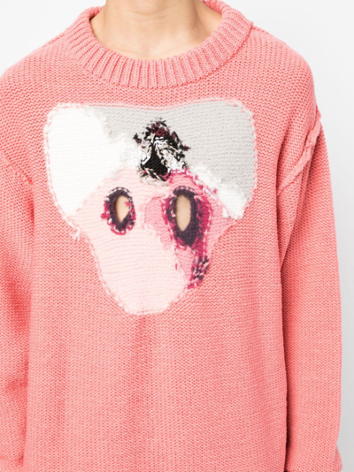 Shop Doublet Intarsia-knit Wool-blend Jumper In Rosa