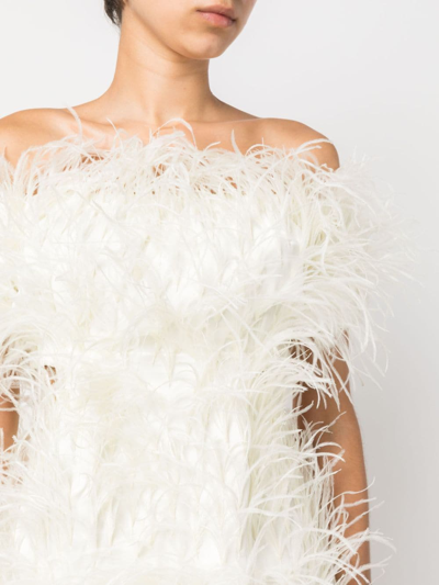 Cult Gaia Emi Feather Embellished Mini Dress In Neutrals