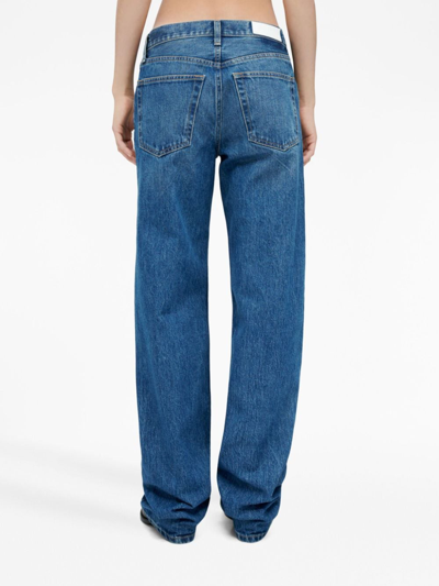 Shop Re/done Contrast-stitching Cotton Straight-leg Jeans In Blau