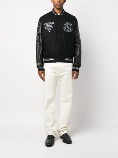 Amiri Eagle-patch Wool-blend And Leather Varsity Jacket In Schwarz