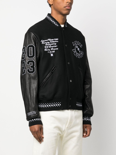 Amiri Eagle-patch Wool-blend And Leather Varsity Jacket In Schwarz