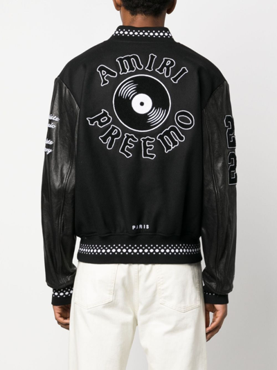 Amiri Eagle-patch Wool-blend And Leather Varsity Jacket In Schwarz