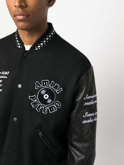 Amiri Eagle-patch Wool-blend And Leather Varsity Jacket In Schwarz