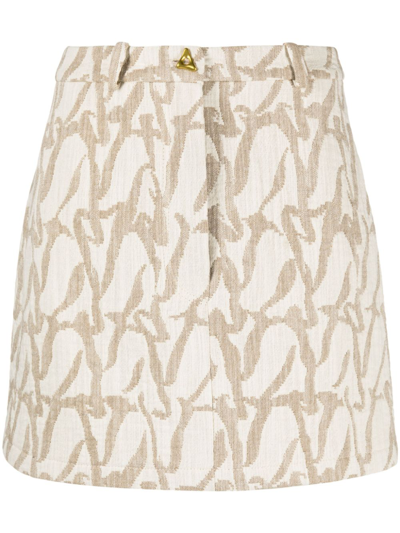 Shop Aeron Logo-jacquard Cotton-blend Miniskirt In Neutrals