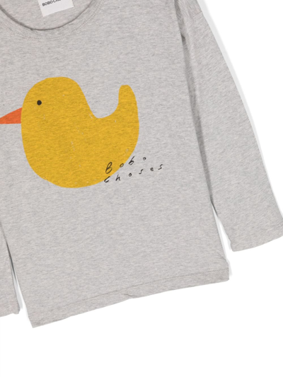 Bobo Choses Rubber Duck Long-sleeve T-shirt In Grau