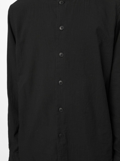 Shop Casey Casey Collarless Long-sleeve Cotton Shirt In Schwarz