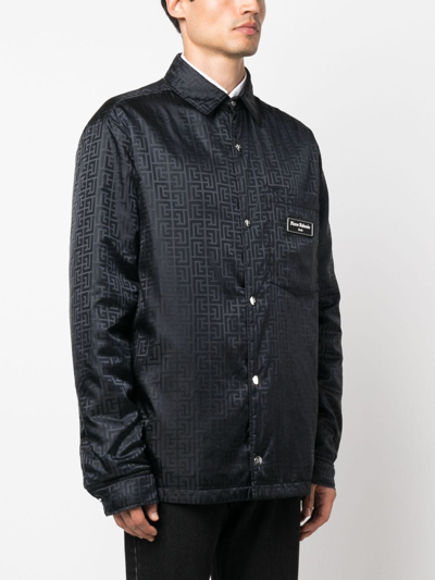 Balmain Monogram-pattern Shirt In Black
