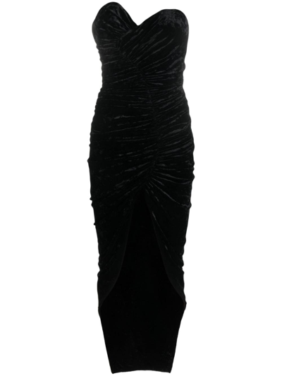 Shop Alexandre Vauthier Strapless Velvet Dress In Black