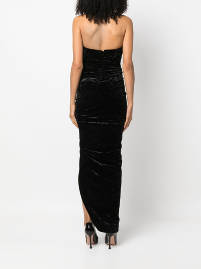 Shop Alexandre Vauthier Strapless Velvet Dress In Black