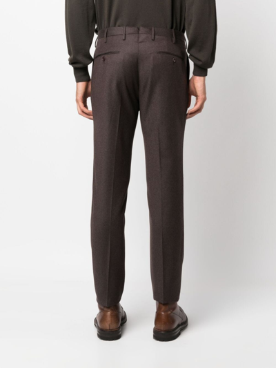 Shop Incotex Low-rise Slim-cut Trousers In Braun