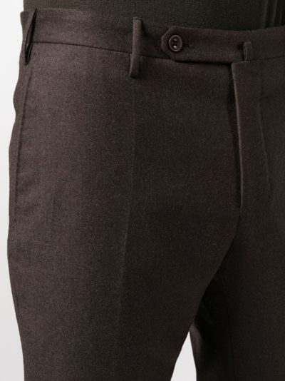 Shop Incotex Low-rise Slim-cut Trousers In Braun