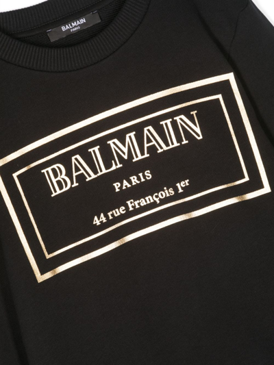 Balmain Logo-print Long-sleeved Jumper In Schwarz