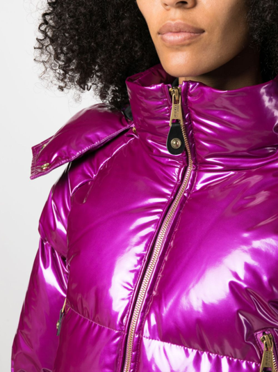 Versace Jeans Couture Cropped Down Puffer Jacket In Purple