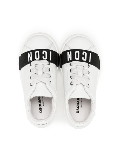 Shop Dsquared2 Icon-stripe Leather Sneakers In White