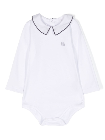 Shop Douuod Logo-print Long-sleeve Body In White