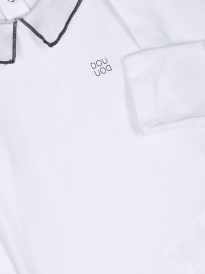 Shop Douuod Logo-print Long-sleeve Body In White