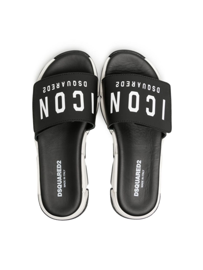 Shop Dsquared2 Logo-print Touch-strap Sandals In Black