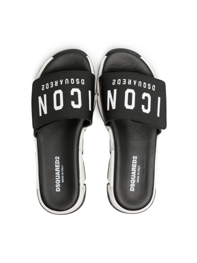 Dsquared2 Logo-print Touch-strap Sandals In Black