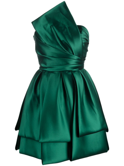 Shop Alberta Ferretti Off-shoulder Minidress In Green