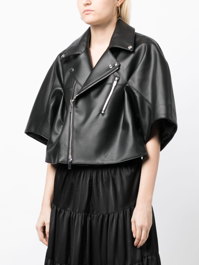 Noir Kei Ninomiya Zipped Short-sleeve Jacket In Black