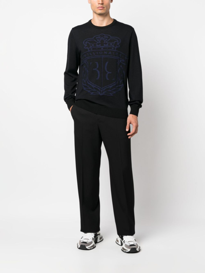 Billionaire Logo-print Wool Pullover In Black