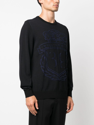 Billionaire Logo-print Wool Pullover In Black