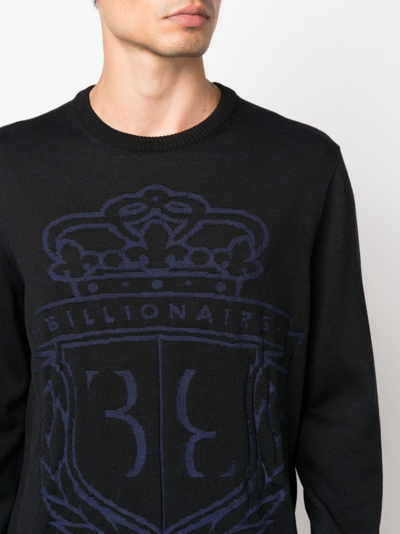 Billionaire Logo-print Wool Pullover In Black