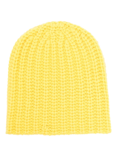Shop Liska Chunky-knit Cashmere Beanie In Yellow