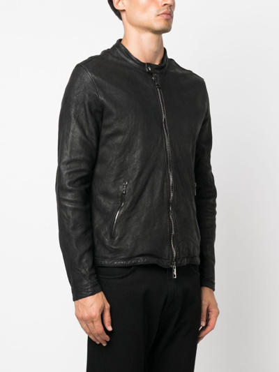 Shop Giorgio Brato Zip-up Leather Jacket In Black