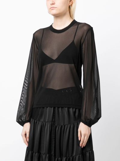 Shop Noir Kei Ninomiya Long-sleeve Sheer T-shirt In Black