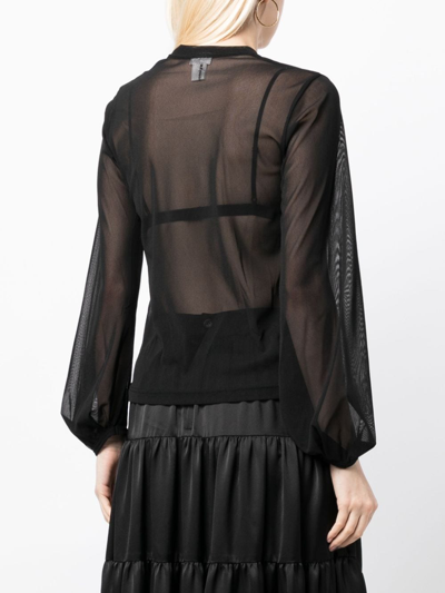 Shop Noir Kei Ninomiya Long-sleeve Sheer T-shirt In Black