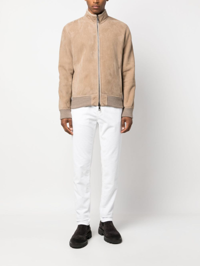 Giorgio Brato Suede Zip-up Jacket In Neutrals