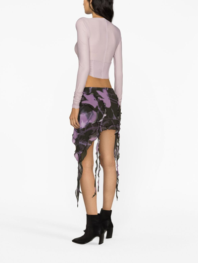 Shop Misbhv Floral-print Ruffled Mini Skirt In Purple