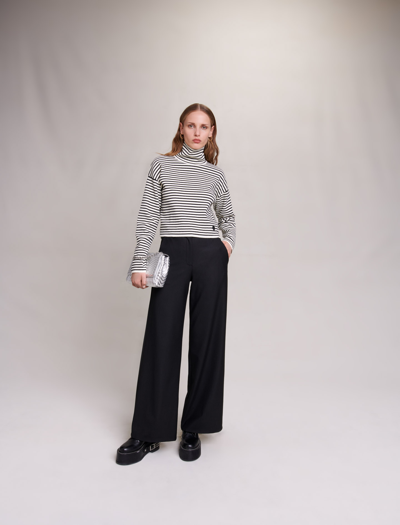 Shop Maje Flared Trousers For Spring/summer In Black