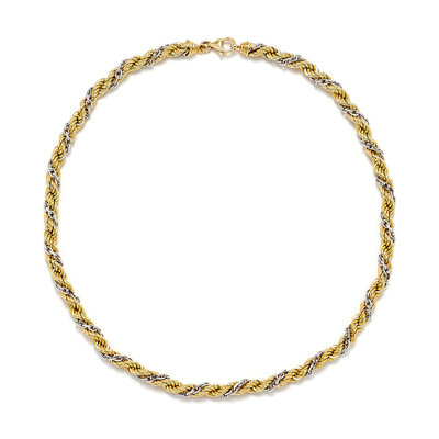 Shop Yvonne Léon Corde Torsade Necklace In 18k White & Yellow Gold,diamond
