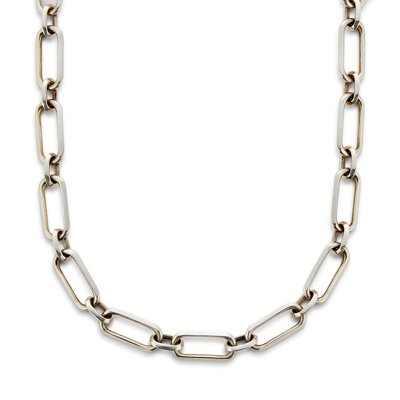 Shop Sheryl Lowe Chain Necklace With Pavé Diamond Toggle In Sterling Silver,white Diamonds