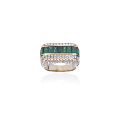 Shop Rainbow K Empress Ring In 18k Yellow Gold,diamonds,emeralds