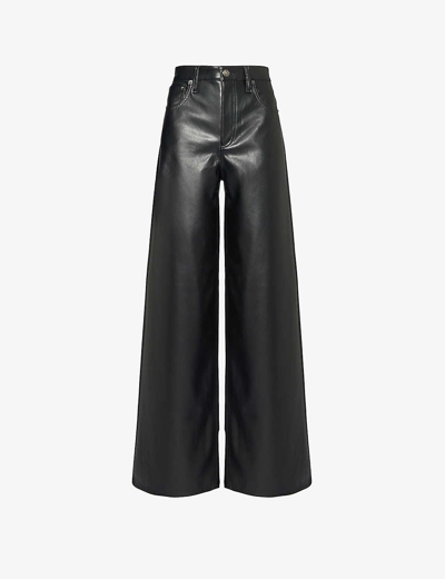 Shop Rag & Bone Women's Black Sofie Wide-leg High-rise Faux Leather Trousers