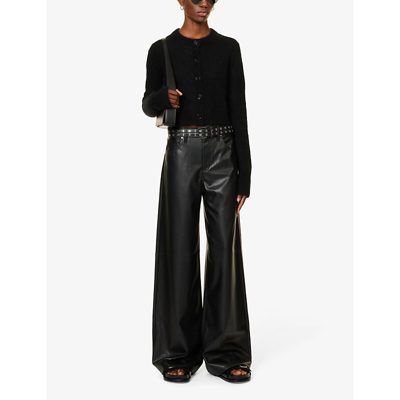 Shop Rag & Bone Women's Black Sofie Wide-leg High-rise Faux Leather Trousers