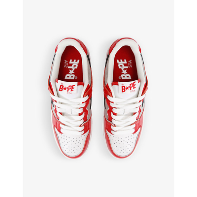 Shop A Bathing Ape Mens Bape Sk8 Sta #1 M2 Leather And Suede Low-top Trainers Red