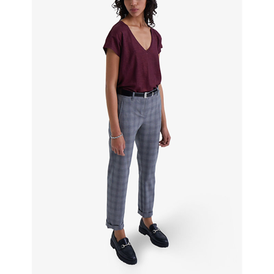 Shop Ikks Women's Purple V-neck Short-sleeves Linen T-shirt