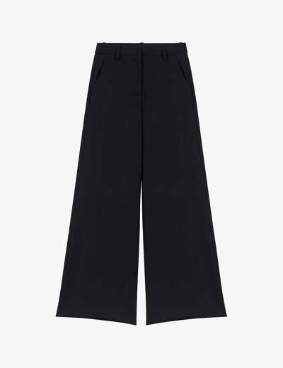 Shop Maje Women's Noir / Gris Pimano High-rise Flared-leg Stretch-woven Trousers In Black