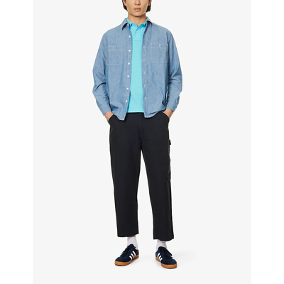 Polo Ralph Lauren Mens French Turquoise Short-sleeved Logo-embroidered Slim-fit Cotton-piqué Polo Shirt In Blue