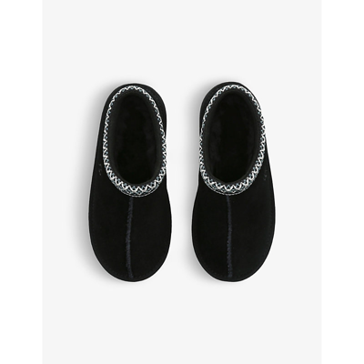 Ugg Black Tasman Ii Contrast-stitch Suede Slippers 2-7 Years Eur 26 / 8.5 Uk In Black