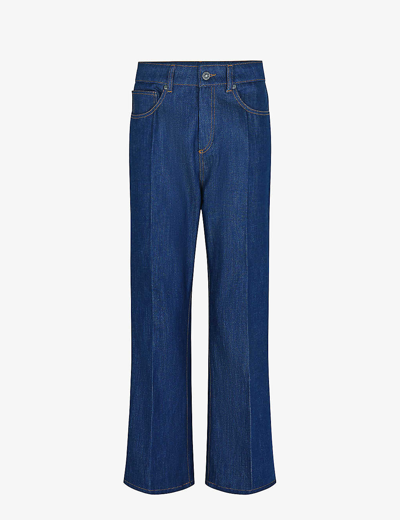 Shop Soeur Francisco Contrast-stitch Straight-leg High-rise Jeans In Blue