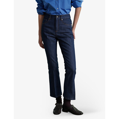 Shop Soeur Women's Blue Francisco Contrast-stitch Straight-leg High-rise Jeans
